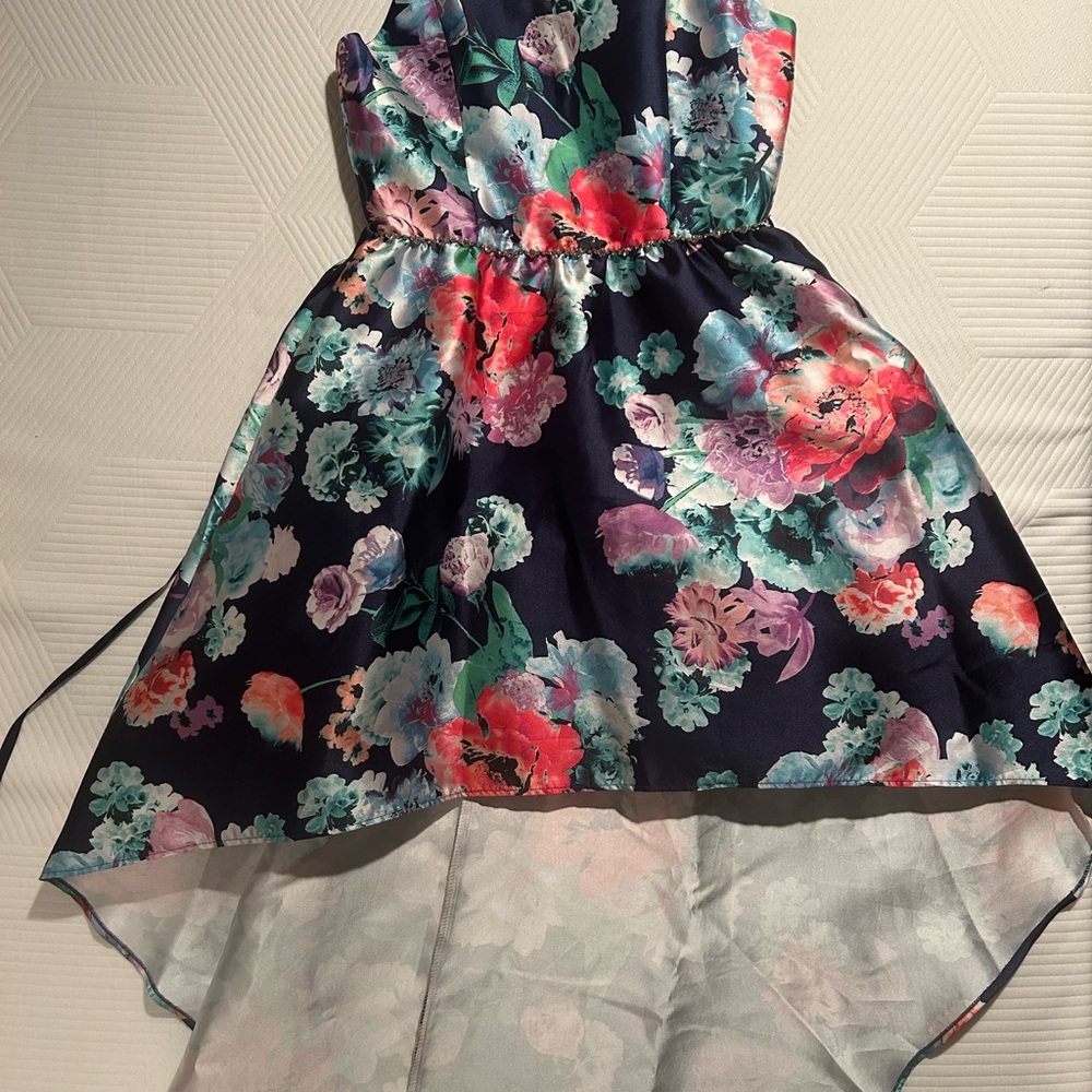Floral Kids Dress in Navy and Pink